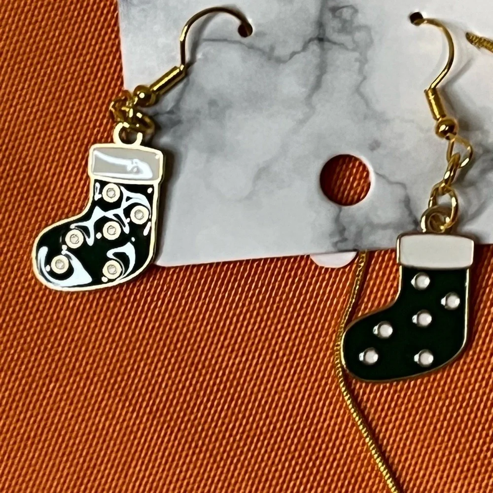 6/$25 Green Stocking Earrings